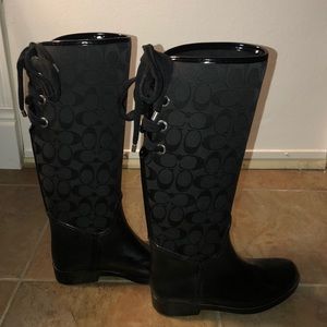 Black Coach Rain Boots